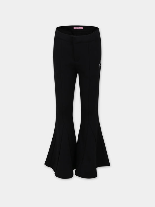 Pantaloni neri per bambina con logo,Blumarine Baby,IF3079 22222