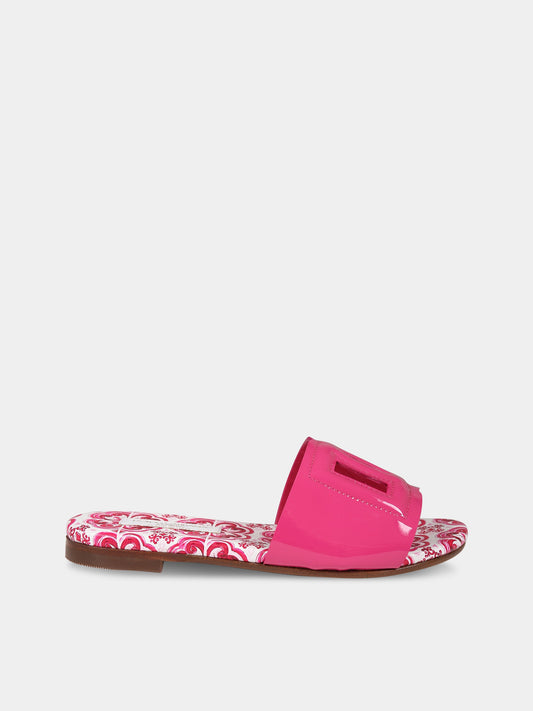 Ciabatte fucsia per bambina con logo,Dolce & Gabbana Kids,D11032 A1067 80411