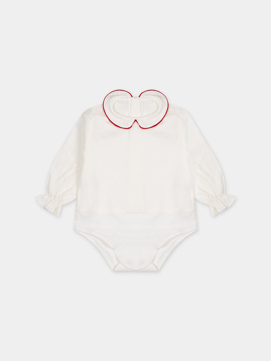 Camicia bianca per neonata,La Stupenderia,BBD54RED