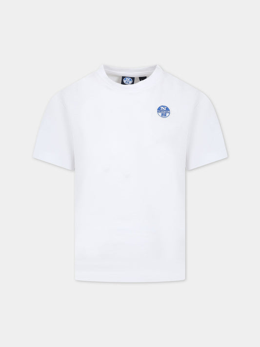 T-shirt bianca per bambino con patch logato,North Sails,795070 000 0101