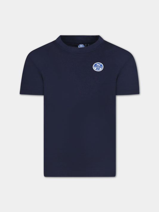 T-shirt blu per bambino con logo,North Sails,795070 000 0802