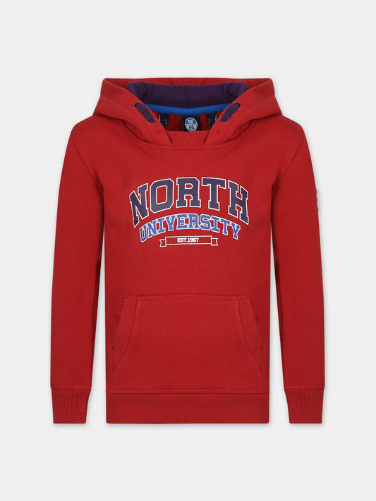 Felpa rossa per bambino con logo,North Sails,794430 000 0237