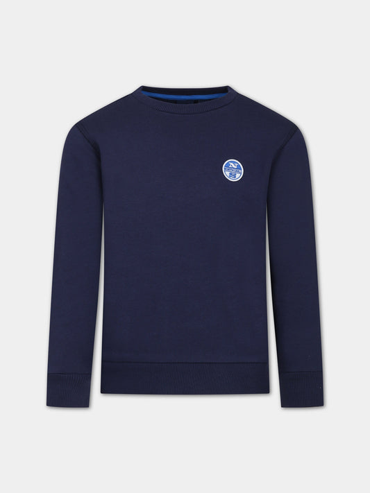 Felpa blu per bambino con patch logato,North Sails,794443 000 0802