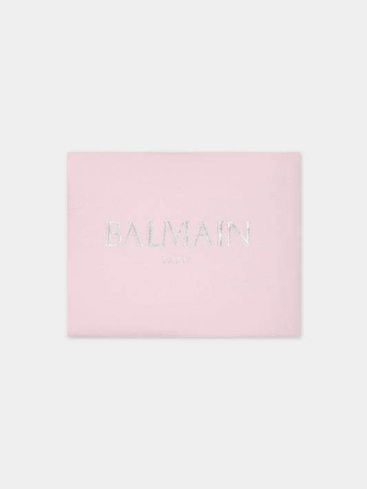 Coperta rosa per neonata con logo,Balmain Kids,BT0660 Z1769 540