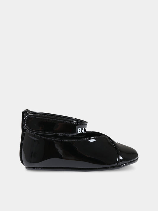 Ballerine nere per neonata con logo,Balmain Kids,BT0016 Z1629 930