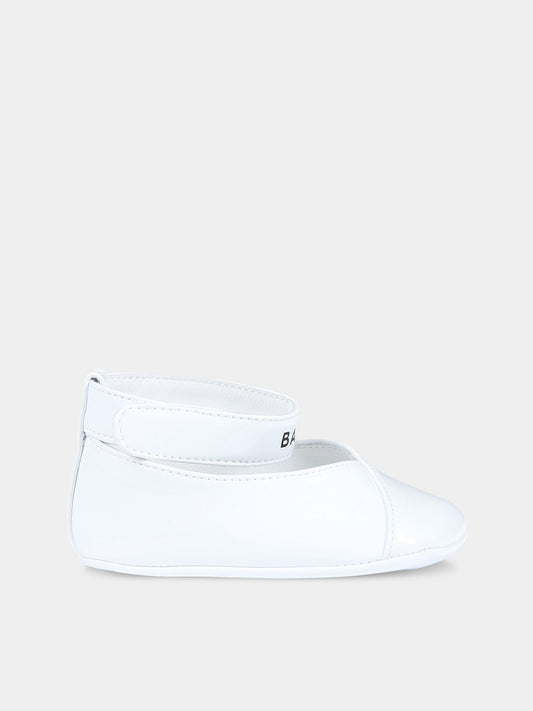 Ballerine bianche per neonata con logo,Balmain Kids,BT0016 Z1629 100