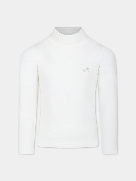 Dolcevita bianco per bambina con logo,Monnalisa,17BLUC 2212 0001