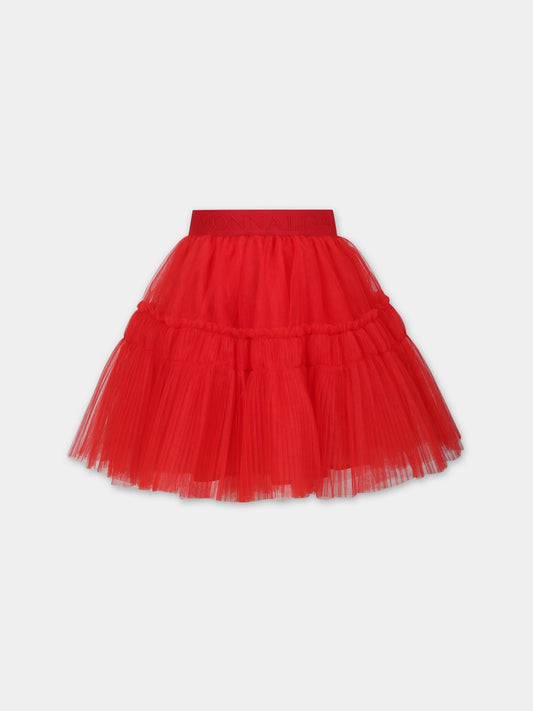 Gonna rossa per bambina con logo,Monnalisa,17B702 2037 0043