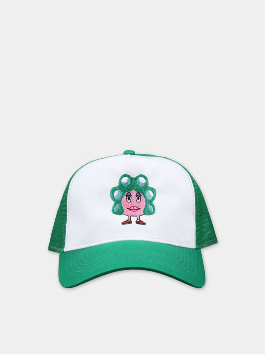Cappello verde per bambina con ricamo,Caroline Bosmans,AW23 9102 L 5000