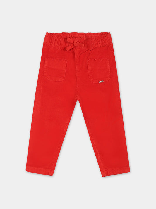 Pantaloni rossi per neonata con logo,Mayoral,2526 065