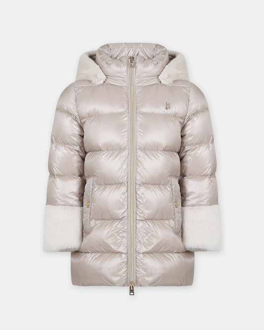 Piumino beige per bambina con logo,Herno Kids,PI000157G 12017 1985