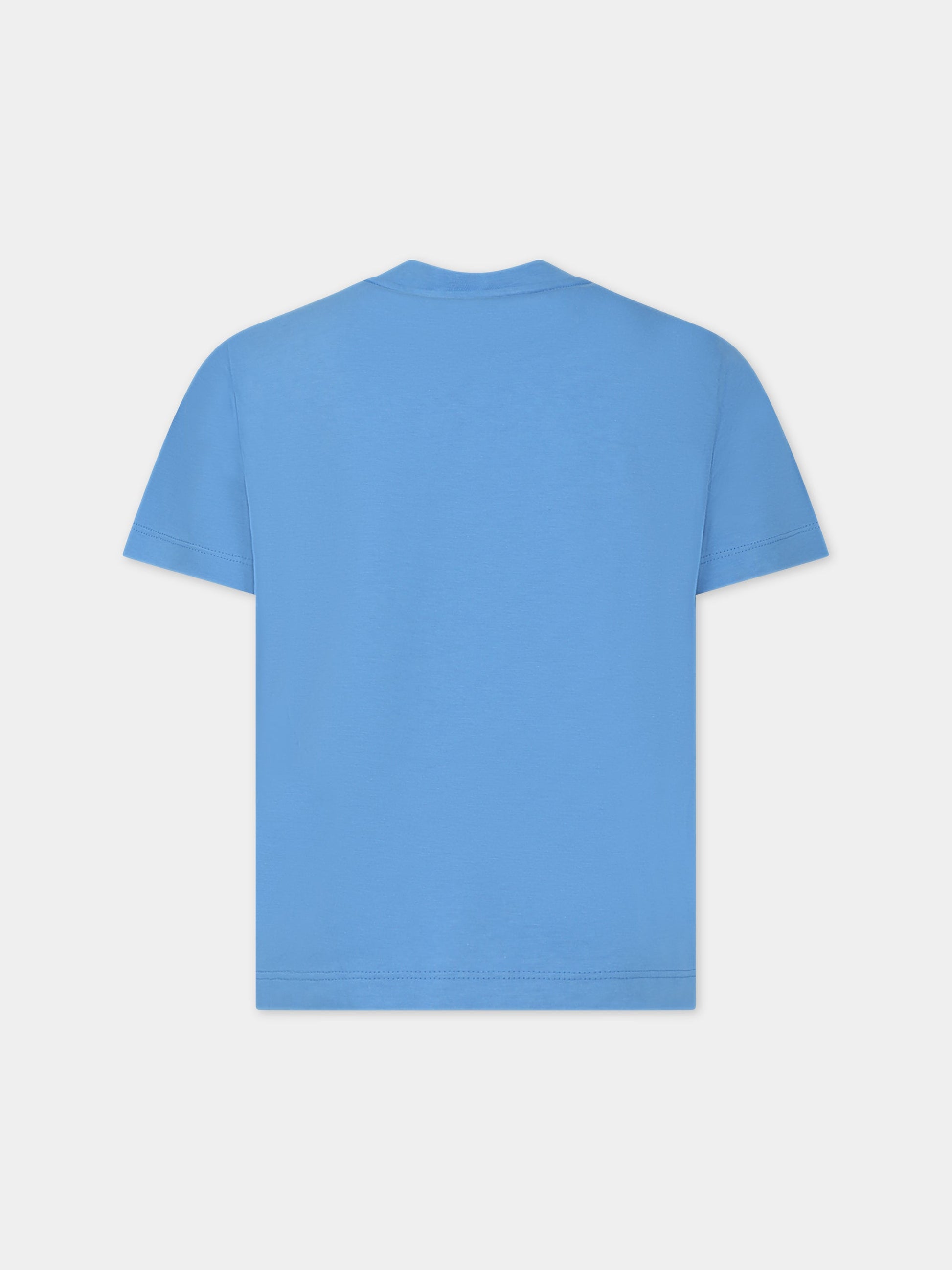 T-shirt azzurra per bambino con logo e stampa,Armani Junior,6R4T6B 3J52Z 0786