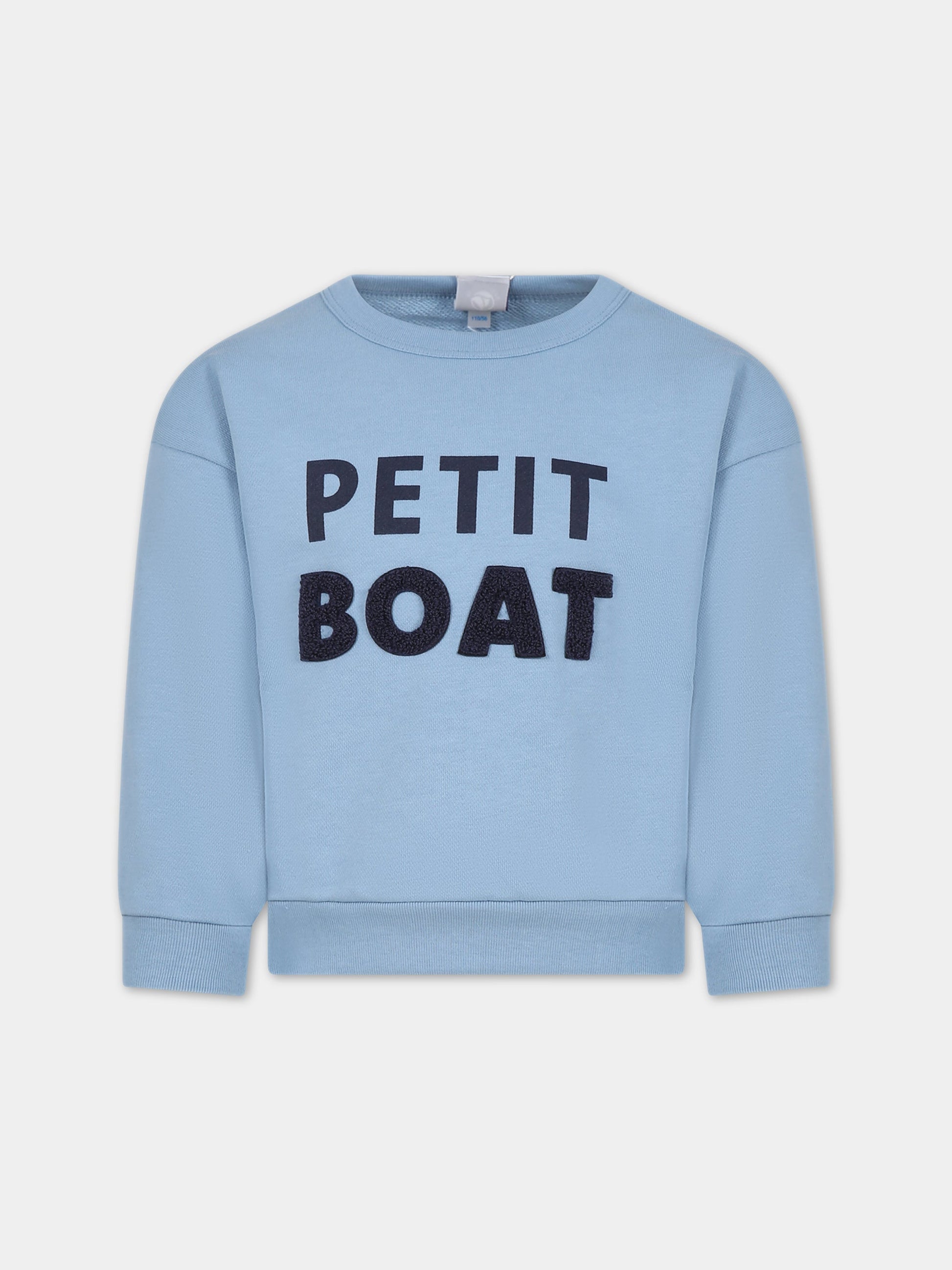Felpa azzzura per bambino con logo,Petit Bateau,A0818 04