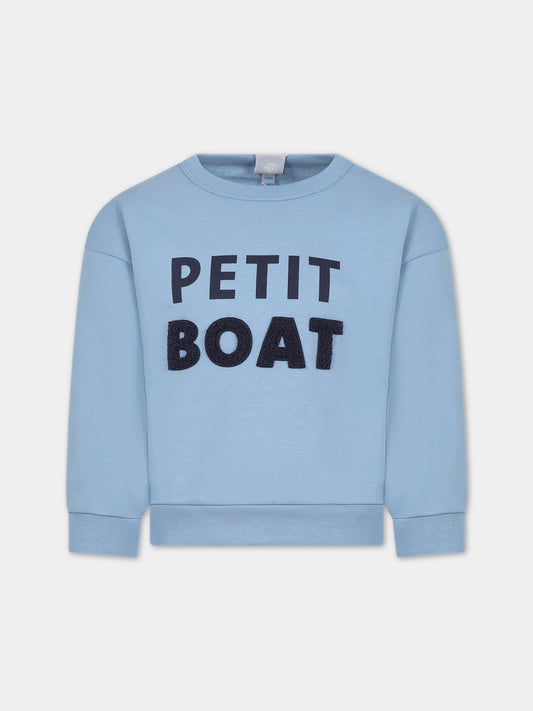 Felpa azzzura per bambino con logo,Petit Bateau,A0818 04