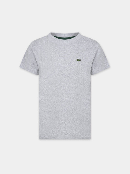 T-shirt grigia per bambino con coccodrillo,Lacoste,TJ1122 CCA