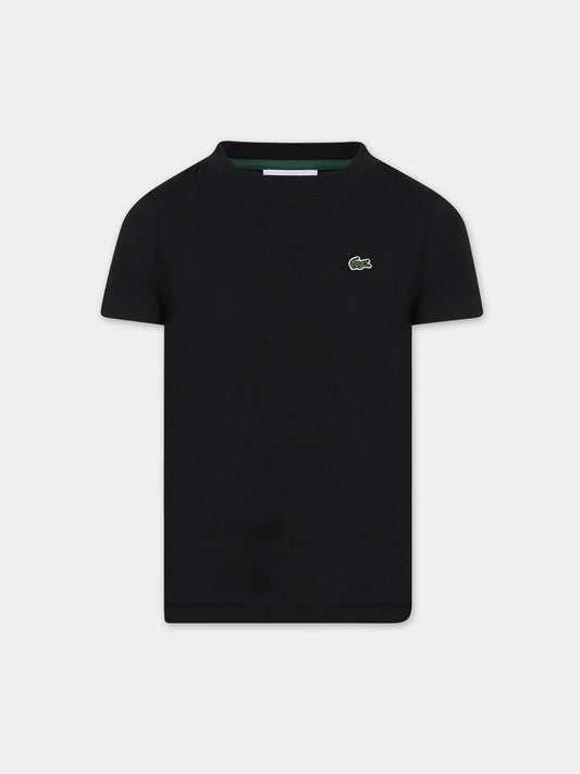 T-shirt nera per bambino con coccodrillo,Lacoste,TJ1122 031