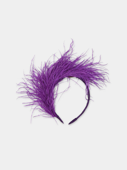 Cerchietto viola per bambina con piume,Eirene,FW2324H31