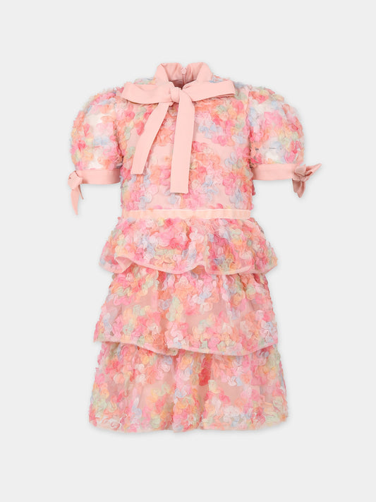 Vestito rosa per bambina con fiori,Eirene,FW2324101