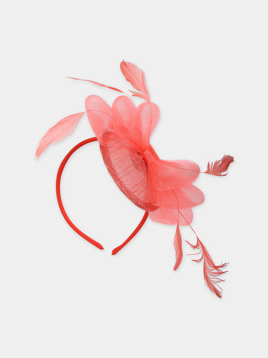 Cerchietto rosa per bambina con piume,Eirene,FW2324H29