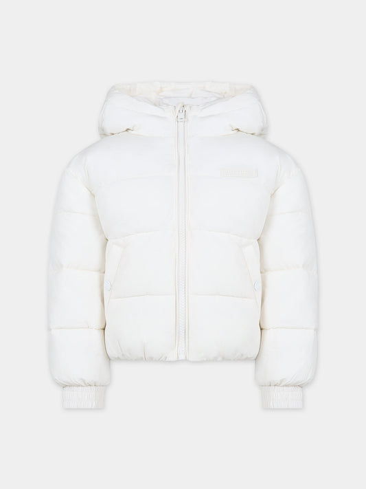 Piumino avorio per bambina con logo,Tommy Hilfiger Junior,23WMTHKG0KG07551J YBH