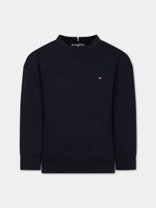 Felpa blu per bambini con iconica bandierina,Tommy Hilfiger Junior,23WMTHKS0KS00448J DW5