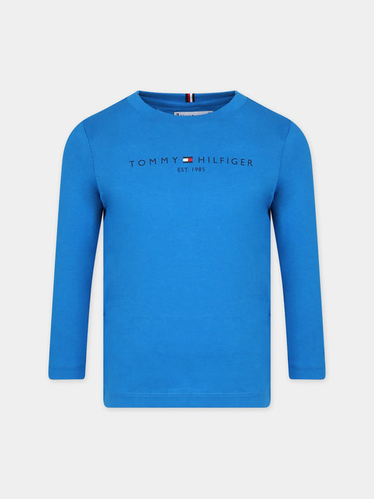 T-shirt azzurra per bambini con logo,Tommy Hilfiger Junior,23WMTHKS0KS00202T CZU