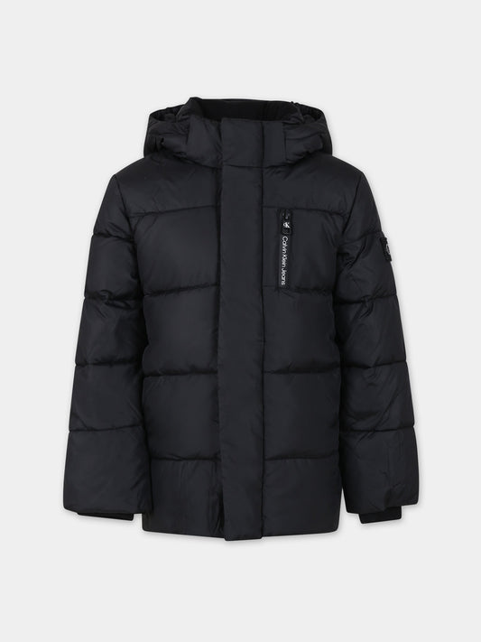 Piumino nero per bambini con logo,Calvin Klein Kids,23WMCKIB0IB01276 BEH