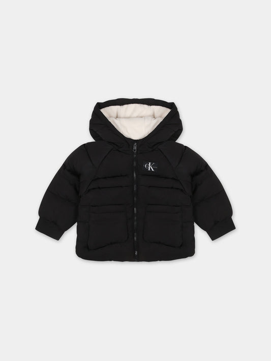 Piumino nero per neonato con logo,Calvin Klein Kids,23WMCKIN0IN00126 BEH
