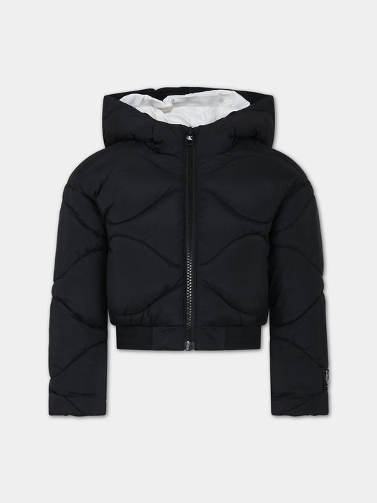 Piumino nero per bambina con logo,Calvin Klein Kids,23WMCKIG0IG02245 BEH