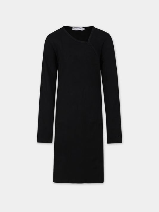 Vestito nero per bambina con logo,Calvin Klein Kids,23WMCKIG0IG02233 BEH