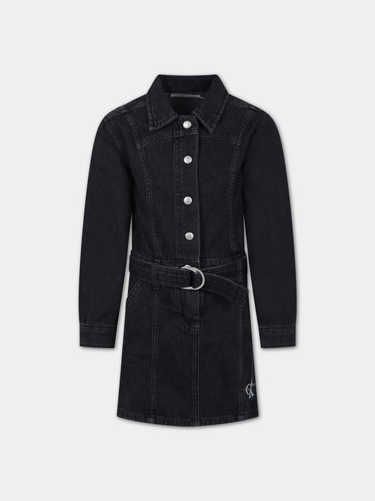 Vestito nero per bambina con logo,Calvin Klein Kids,23WMCKIG0IG02167 1BY