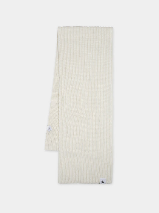 Sciarpa avorio per bambini con logo,Calvin Klein Kids,23WMCKIU0IU00446 YBI
