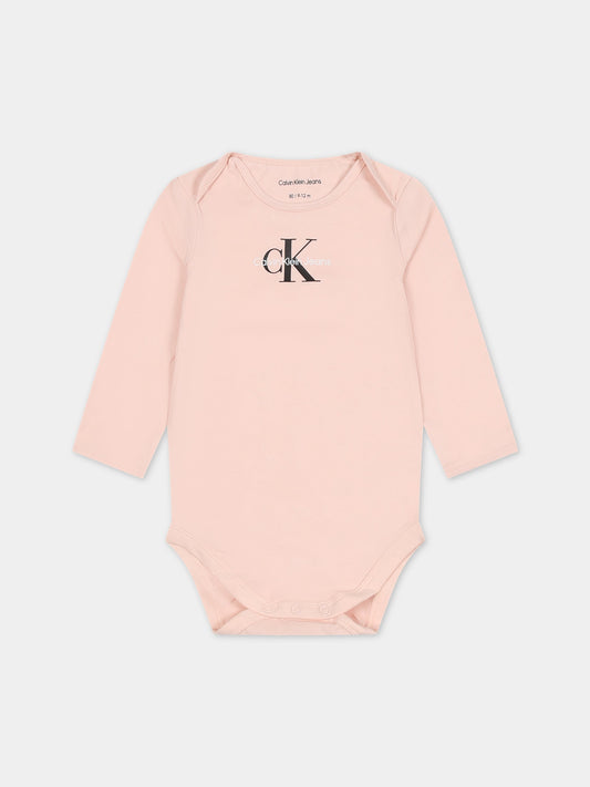 Body rosa per neonata con logo,Calvin Klein Kids,23WMCKIN0IN00033 TLT