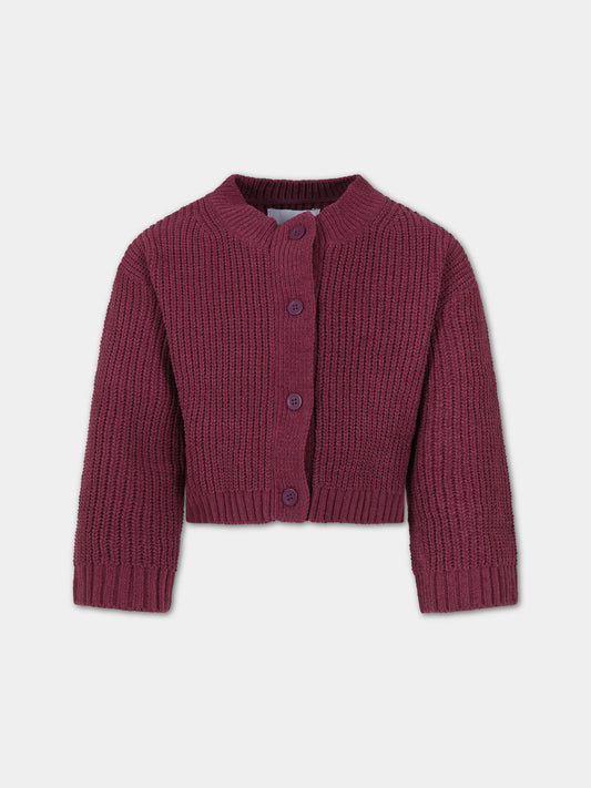 Cardigan bordeaux per bambina con logo,Calvin Klein Kids,23WMCKIG0IG02215 VAC