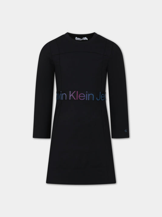 Vestito nero per bambina con logo,Calvin Klein Kids,23WMCKIG0IG02230 BEH