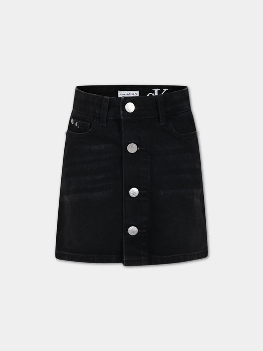 Gonna nera per bambina con logo,Calvin Klein Kids,23WMCKIG0IG02363 1BY