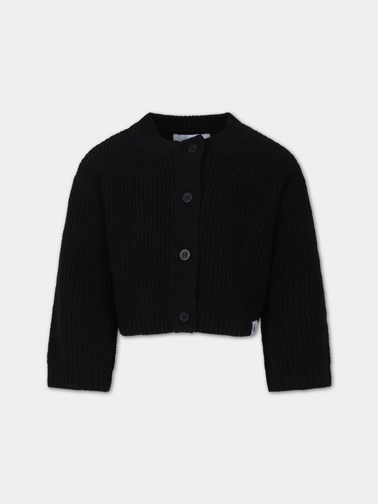 Cardigan nero per bambina con logo,Calvin Klein Kids,23WMCKIG0IG02215 BEH