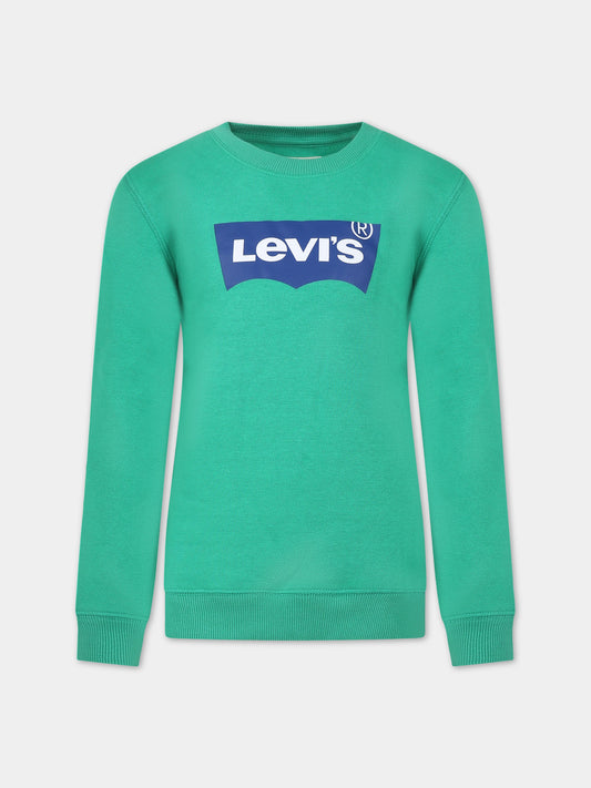 Felpa verde per bambini con logo,Levi's Kids,23WMLK9E9079 E1Q