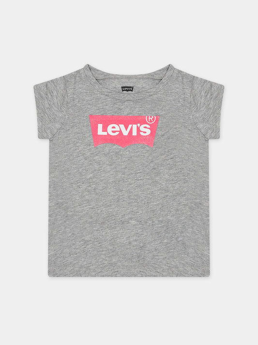 T-shirt grigia per neonata con logo,Levi's Kids,23WMLK1EB526 C87