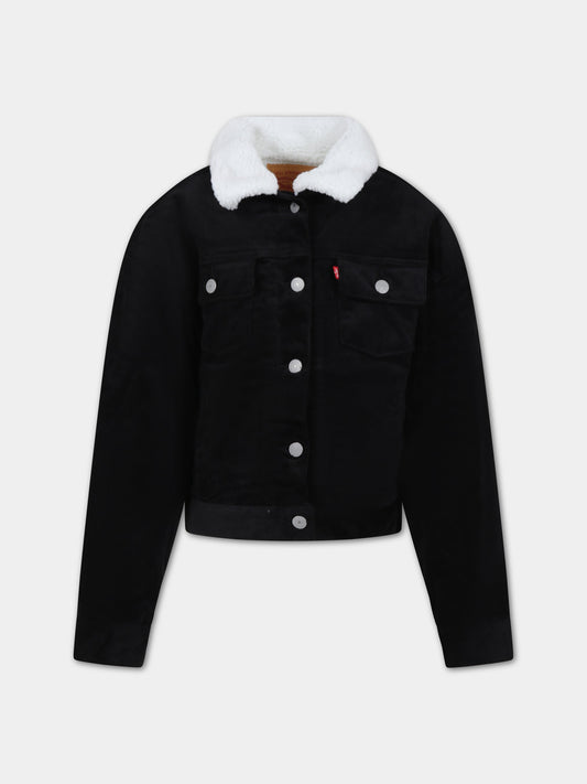 Giubbotto nero per bambina con logo,Levi's Kids,23WMLK4EJ310 023