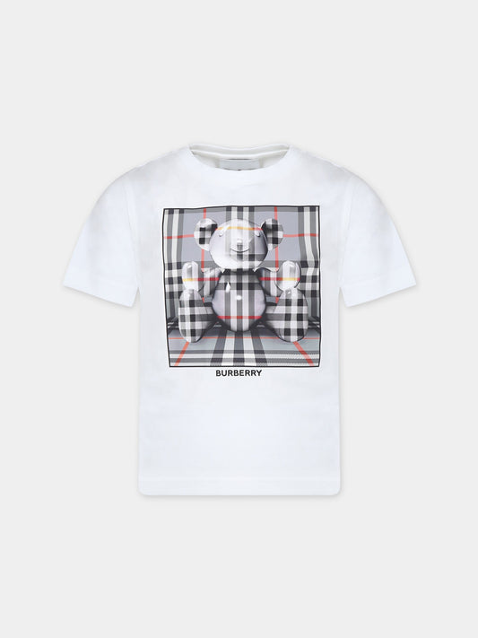 T-shirt bianca per bambini con stampa logo,Burberry Kids,8069418