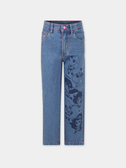 Jeans blu per bambina con superoine,Billieblush,U14693 Z10