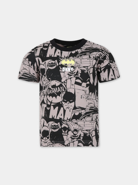 T-shirt multicolor per bambino con logo,Dkny,D55008 09B