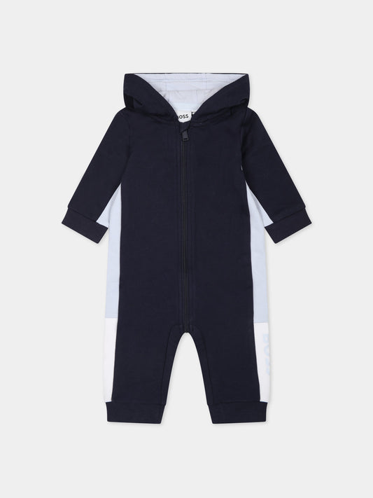 Tutina blu per neonato con logo,Boss,J94354 MARINE