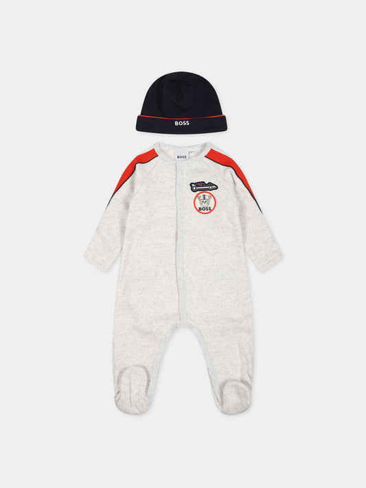 Set grigio per neonato con logo,Boss,J98436 237