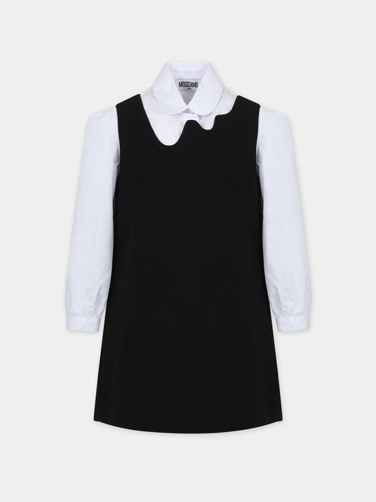 Completo nero per bambina con logo,Moschino Kids,HDK02T N0Z91 60100