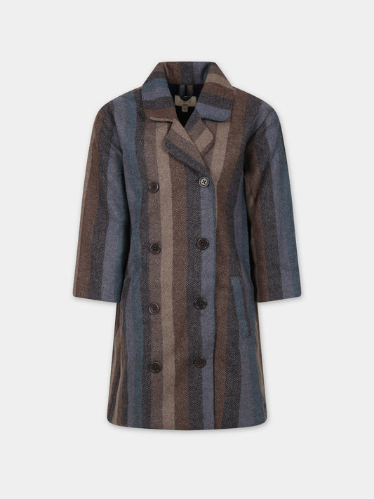 Cappotto marrone per bambino con righe,Coco Au Lait,15COCOAW231038