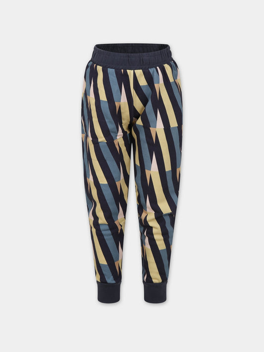 Pantaloni blu per bambini con stampa linee,Coco Au Lait,15COCOAW231053C