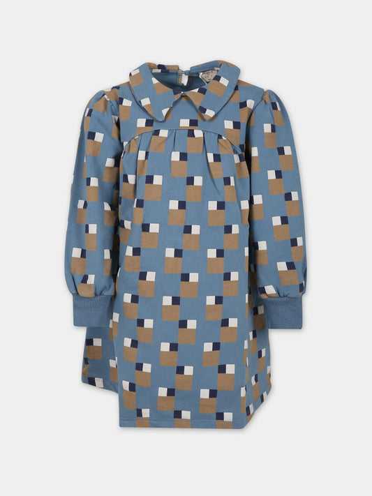 Vestito blu per bambina con stampa arte astratta,Coco Au Lait,15COCOAW231450