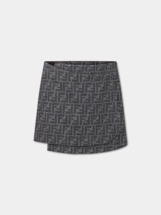 Gonna grigia per bambina,Fendi Kids,JFE120 AOC8 F0RTT